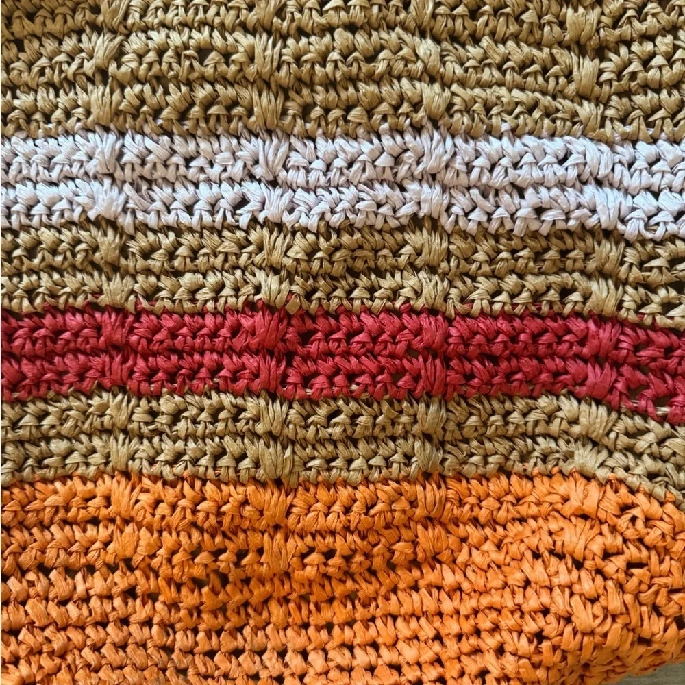 New Universal Thread Red, Orange & White Stripes Crochet Shoulder Bag